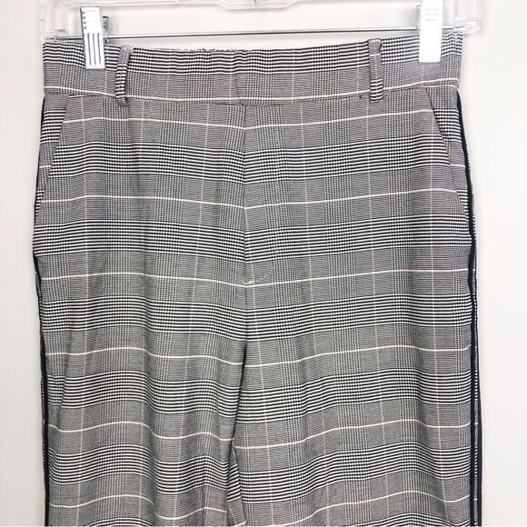ZARA | Gray Plaid Side Stripe Cuffed Pull On Crop Pants Women’s Size X-Small - Picture 5 of 11